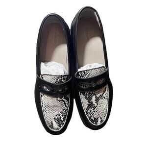 AllSaints Harmon Western Leather Loafers Men’s EU 43 Black Snakeskin Effect NIB